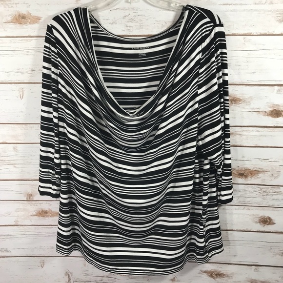 Lane Bryant Tops - Lane Bryant Black & White Striped 3/4 Sleeve Top